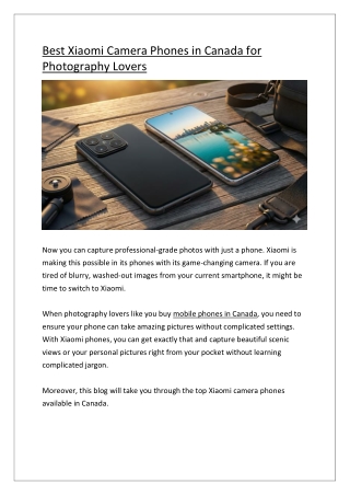 Best Xiaomi Camera Phones in Canada for Photography Lovers