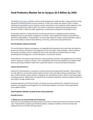 Feed Prebiotics Market Report: 2036 Trends
