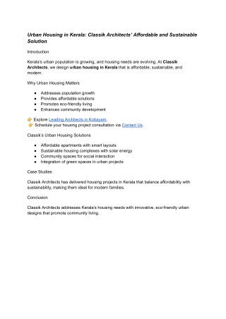 Urban Housing in Kerala Classik Architects’ Affordable and Sustainable Solution