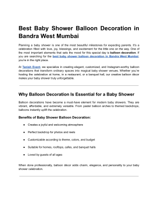 14. Best Baby Shower Balloon Decoration in Bandra West Mumbai