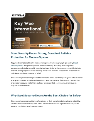Steel Security Doors for Homes, Commercial & Industrial Use