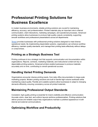 Tenaui Printing Solutions