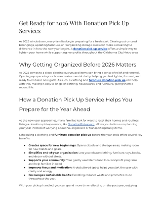 Get Ready for 2026 with Donation Pick Up Services