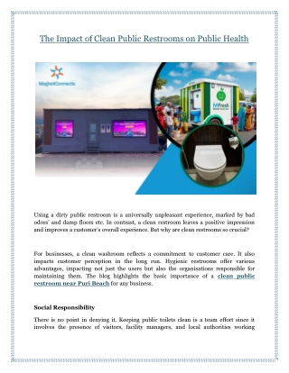 The Impact of Clean Public Restrooms on Public Health