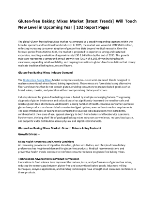 Gluten-free Baking Mixes Market Report: 2035 Summary