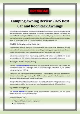 Camping Awning Review 2025 Best Car and Roof Rack Awnings