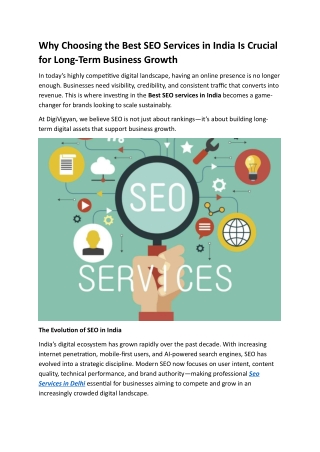 Why Choosing the Best SEO Services in India Is Crucial for Long-Term Business Growth