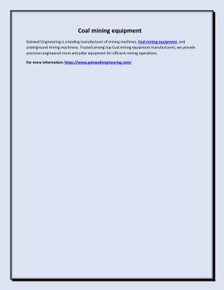 Coal mining equipment