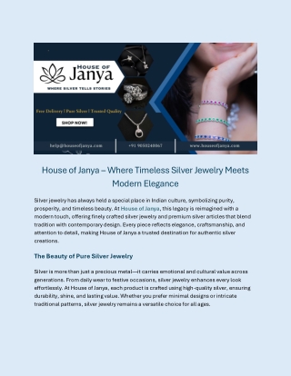 House of Janya – Premium Silver Jewellery & Elegant Silver Gifts Online