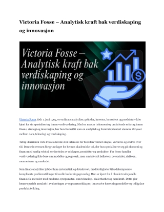 Victoria Fosse – Analytisk kraft bak verdiskaping og innovasjon