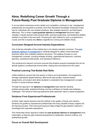 Aima_ Redefining Career Growth Through a Future-Ready Post Graduate Diploma in Management