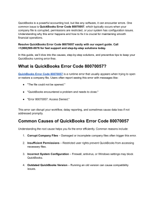 Fix QuickBooks Error Code 80070057 _ Proven Solutions
