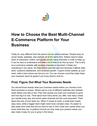 How to Choose the Best Multi-Channel E-Commerce Platform for Your Business