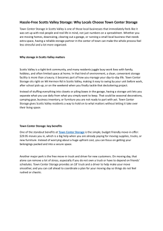 Hassle Free Scotts Valley Storage Why Locals Choose Town Center Storage