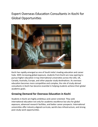 Expert Overseas Education Consultants in Kochi for Global Opportunities