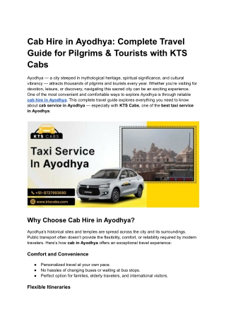 Cab Hire in Ayodhya