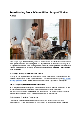 Transitioning From PCA to AIN or Support Worker Roles