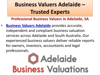 Business Valuers Adelaide - Expert Business Valuation SA