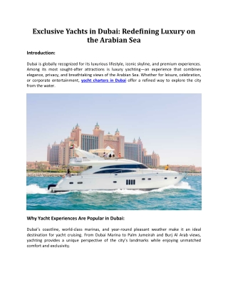 Exclusive Yachts in Dubai | Gunayydin