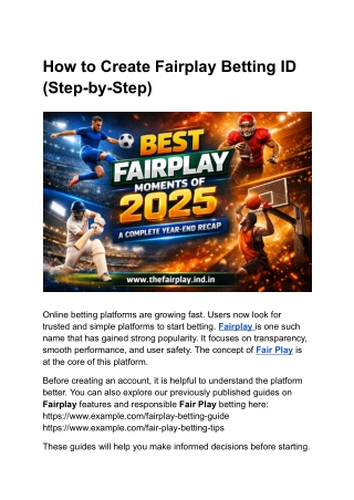 How to Create Fairplay Betting ID (Step-by-Step)