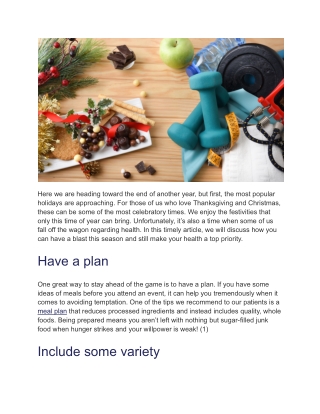 Staying Healthy During the Holiday Season