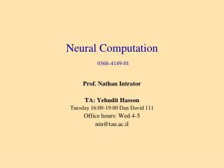 Neural Computation 0368-4149-01
