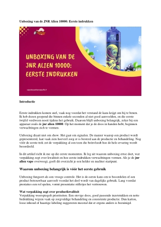 Unboxing van de JNR Alien 10000 Eerste indrukken