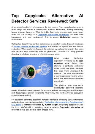 Top Copyleaks Alternative AI Detector Services Reviewed_ Safe
