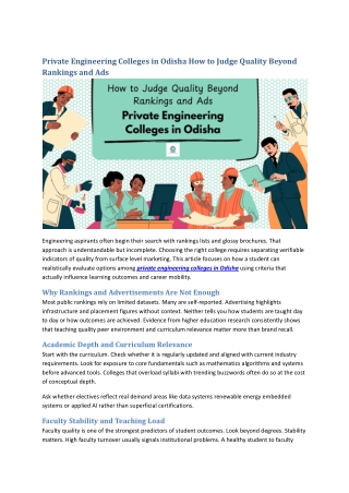Private Engineering Colleges in Odisha How to Judge Quality Beyond Rankings and Ads