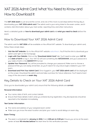 XAT 2026 Admit Card: What You Need to Know and How to Download It
