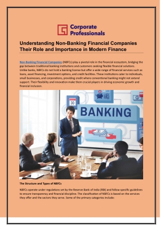 Understanding Non-Banking Financial Companies Their Role and Importance in Modern Finance