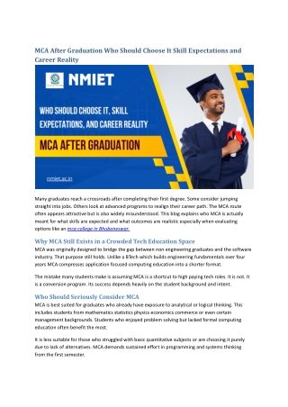 MCA After Graduation Who Should Choose It Skill Expectations and Career Reality