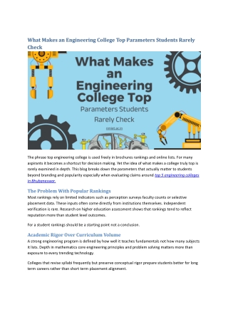 What Makes an Engineering College Top Parameters Students Rarely Check