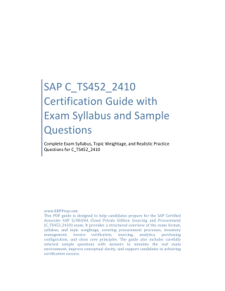 SAP C_TS452_2410 Certification Guide with Exam Syllabus and Sample Questions
