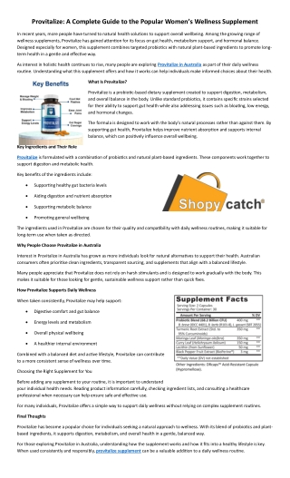 Provitalize A Complete Guide to the Popular Women’s Wellness Supplement