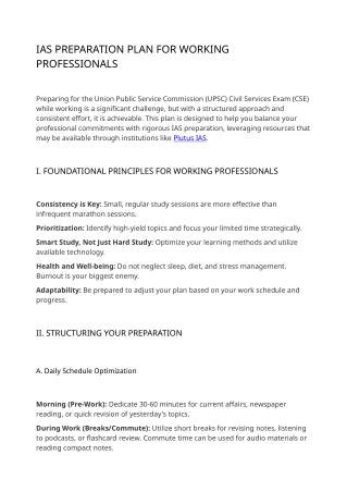 IAS Prep Plan for Working Pros | Best ias Coaching in delhi