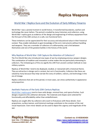 World War I Replica Guns and the Evolution of Early Military Firearms