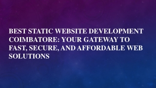 Best Static Website Development Coimbatore