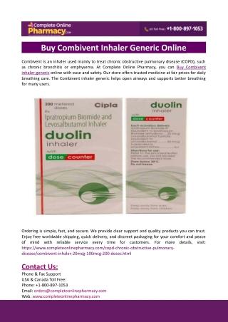 Buy Combivent Inhaler Generic Online