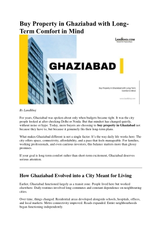 Buy Property in Ghaziabad with Long-Term Comfort in Mind