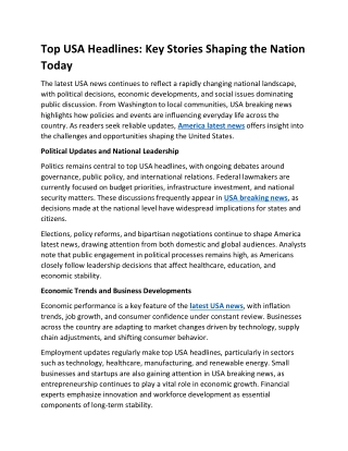 Top USA Headlines: Key Stories Shaping the Nation Today