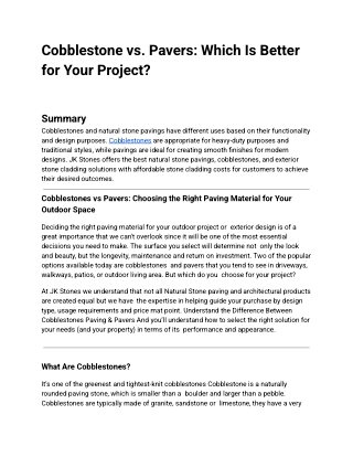 Cobblestone vs. Pavers: Which Is Better for Your Project?