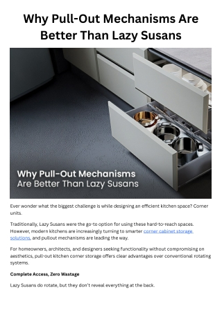 Smart Corner Storage with Pull-Out Kitchen Solutions