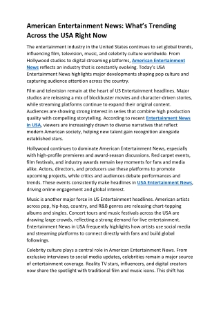 American Entertainment News- What’s Trending Across the USA Right Now