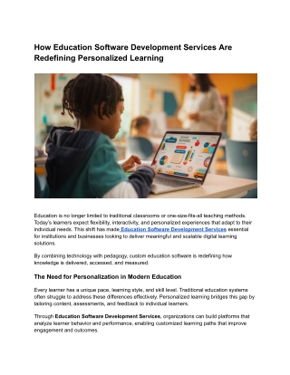 How Education Software Development Services Are Redefining Personalized Learning