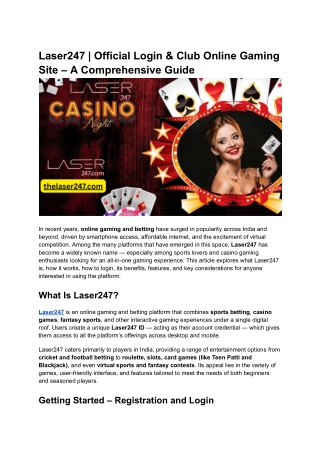 Laser247 _ Official Login & Club Online Gaming Site – A Comprehensive Guide