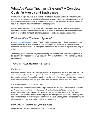 What are Water Treatment Systems_ A Complete Guide for Homes and Businesses