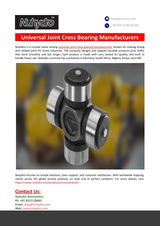 Universal Joint Cross Bearing Manufacturers
