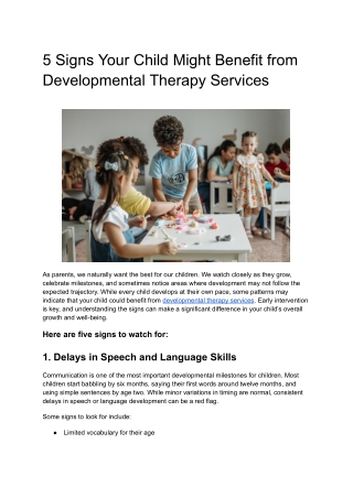 5 Signs Your Child Might Benefit from Developmental Therapy Services