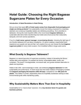 Hotel Guide_ Choosing the Right Bagasse Sugarcane Plates for Every Occasion